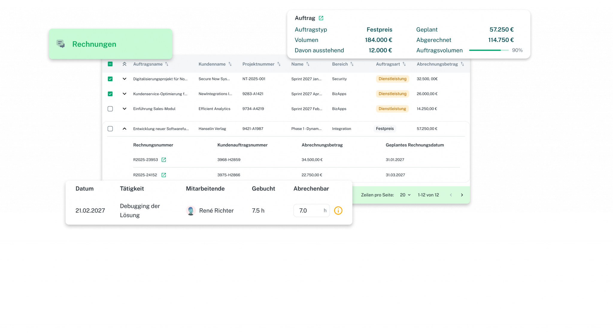 Mock Up Screens Senzavi Rechnungen